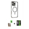 MARSİLYAN™- iPhone 16 Pro Max Kılıf Eksen Klasik Koleksiyonu - Şeffaf 360 Full Body Arka Koruyucu + Raze Metal Kamera Lens - CLTM