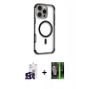 MARSİLYAN™- iPhone 16 Pro Max Kılıf Eksen Klasik Koleksiyonu - Şeffaf 360 Full Body Arka Koruyucu + Siyah Bilvis Titan Kamera Lens