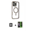 MARSİLYAN™- iPhone 16 Pro Max Kılıf Eksen Klasik Koleksiyonu - Şeffaf 360 Full Body Arka Koruyucu + PVD Metal Kamera Lens - SH