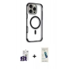 MARSİLYAN™- iPhone 16 Pro Max Kılıf Eksen Klasik Koleksiyonu - Şeffaf Pasifik Cam Ekran Koruyucu + Bilvis Titan Kamera Lens - TMGI