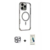 MARSİLYAN™- iPhone 16 Pro Max Kılıf Eksen Klasik Koleksiyonu - Şeffaf Pasifik Cam Ekran Koruyucu + Pers Alüminyum Kamera Lens - GI