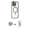 MARSİLYAN™- iPhone 16 Pro Max Kılıf Eksen Klasik Koleksiyonu - Şeffaf Pasifik Cam Ekran Koruyucu + Pers Alüminyum Kamera Lens - GI