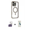 MARSİLYAN™- iPhone 16 Pro Max Kılıf Eksen Klasik Koleksiyonu - Şeffaf Pasifik Cam Ekran Koruyucu + Bilvis Titan Kamera Lens - GS