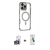 MARSİLYAN™- iPhone 16 Pro Max Kılıf Eksen Klasik Koleksiyonu - Şeffaf Pasifik Cam Ekran Koruyucu + Bilvis Titan Kamera Lens - GS