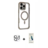 MARSİLYAN™- iPhone 16 Pro Max Kılıf Eksen Klasik Koleksiyonu - Şeffaf Pasifik Cam Ekran Koruyucu + Pers Alüminyum Kamera Lens - GS