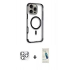MARSİLYAN™- iPhone 16 Pro Max Kılıf Eksen Klasik Koleksiyonu - Şeffaf Pasifik Cam Ekran Koruyucu + Pers Alüminyum Kamera Lens - GS