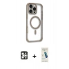 MARSİLYAN™- iPhone 16 Pro Max Kılıf Eksen Klasik Koleksiyonu - Şeffaf Pasifik Cam Ekran Koruyucu + PVD Metal Kamera Lens - GS