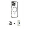 MARSİLYAN™- iPhone 16 Pro Max Kılıf Eksen Klasik Koleksiyonu - Şeffaf Pasifik Cam Ekran Koruyucu + PVD Metal Kamera Lens - GS