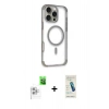 MARSİLYAN™- iPhone 16 Pro Max Kılıf Eksen Klasik Koleksiyonu - Şeffaf Pasifik Cam Ekran Koruyucu + Raze Metal Kamera Lens - BZ