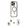 MARSİLYAN™- iPhone 16 Pro Max Kılıf Eksen Klasik Koleksiyonu - Şeffaf Pasifik Cam Ekran Koruyucu + Raze Metal Kamera Lens - NLGY