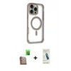 MARSİLYAN™- iPhone 16 Pro Max Kılıf Eksen Klasik Koleksiyonu - Şeffaf Pasifik Cam Ekran Koruyucu + Raze Metal Kamera Lens - CLTM