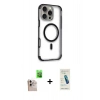 MARSİLYAN™- iPhone 16 Pro Max Kılıf Eksen Klasik Koleksiyonu - Şeffaf Pasifik Cam Ekran Koruyucu + Raze Metal Kamera Lens - NLGY
