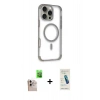 MARSİLYAN™- iPhone 16 Pro Max Kılıf Eksen Klasik Koleksiyonu - Şeffaf Pasifik Cam Ekran Koruyucu + Raze Metal Kamera Lens - NLGY