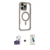 MARSİLYAN™- iPhone 16 Pro Max Kılıf Eksen Klasik Koleksiyonu - Şeffaf Pasifik Cam Ekran Koruyucu + Bilvis Titan Kamera Lens - SH