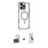 MARSİLYAN™- iPhone 16 Pro Max Kılıf Eksen Klasik Koleksiyonu - Şeffaf Pasifik Cam Ekran Koruyucu + Bilvis Titan Kamera Lens - SH
