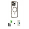 MARSİLYAN™- iPhone 16 Pro Max Kılıf Eksen Klasik Koleksiyonu - Şeffaf Pasifik Cam Ekran Koruyucu + Raze Metal Kamera Lens - SH