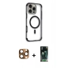 MARSİLYAN™- iPhone 16 Pro Max Kılıf Eksen Klasik Koleksiyonu - Siyah 360 Mat Full Body Arka Koruyucu + Pers Alüminyum Kamera Lens - CLTM