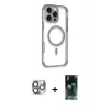 MARSİLYAN™- iPhone 16 Pro Max Kılıf Eksen Klasik Koleksiyonu - Siyah 360 Mat Full Body Arka Koruyucu + Gri Pers Alüminyum Kamera Lens
