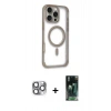 MARSİLYAN™- iPhone 16 Pro Max Kılıf Eksen Klasik Koleksiyonu - Siyah 360 Mat Full Body Arka Koruyucu + Gri Pers Alüminyum Kamera Lens