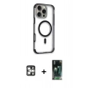 MARSİLYAN™- iPhone 16 Pro Max Kılıf Eksen Klasik Koleksiyonu - Siyah 360 Mat Full Body Arka Koruyucu + PVD Metal Kamera Lens - GS