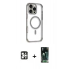 MARSİLYAN™- iPhone 16 Pro Max Kılıf Eksen Klasik Koleksiyonu - Siyah 360 Mat Full Body Arka Koruyucu + PVD Metal Kamera Lens - GS