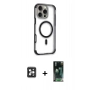 MARSİLYAN™- iPhone 16 Pro Max Kılıf Eksen Klasik Koleksiyonu - Siyah 360 Mat Full Body Arka Koruyucu + PVD Metal Kamera Lens - SH
