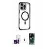 MARSİLYAN™- iPhone 16 Pro Max Kılıf Eksen Klasik Koleksiyonu - Siyah 360 Mat Full Body Arka Koruyucu + Bilvis Titan Kamera Lens - SH