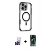 MARSİLYAN™- iPhone 16 Pro Max Kılıf Eksen Klasik Koleksiyonu - Siyah 360 Mat Full Body Arka Koruyucu + Bilvis Titan Kamera Lens - TMGI
