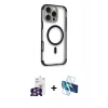 MARSİLYAN™- iPhone 16 Pro Max Kılıf Eksen Klasik Koleksiyonu - Siyah 3D Antistatik Cam Ekran Koruyucu + Bilvis Titan Kamera Lens - GS