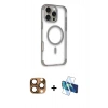 MARSİLYAN™- iPhone 16 Pro Max Kılıf Eksen Klasik Koleksiyonu - Siyah 3D Antistatik Cam Ekran Koruyucu + Pers Alüminyum Kamera Lens - CLTM