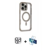 MARSİLYAN™- iPhone 16 Pro Max Kılıf Eksen Klasik Koleksiyonu - Siyah 3D Antistatik Cam Ekran Koruyucu + Pers Alüminyum Kamera Lens - GI