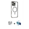 MARSİLYAN™- iPhone 16 Pro Max Kılıf Eksen Klasik Koleksiyonu - Siyah 3D Antistatik Cam Ekran Koruyucu + Pers Alüminyum Kamera Lens - GS