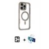MARSİLYAN™- iPhone 16 Pro Max Kılıf Eksen Klasik Koleksiyonu - Siyah 3D Antistatik Cam Ekran Koruyucu + PVD Metal Kamera Lens - GS