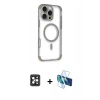 MARSİLYAN™- iPhone 16 Pro Max Kılıf Eksen Klasik Koleksiyonu - Siyah 3D Antistatik Cam Ekran Koruyucu + PVD Metal Kamera Lens - SH