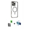 MARSİLYAN™- iPhone 16 Pro Max Kılıf Eksen Klasik Koleksiyonu - Siyah 3D Antistatik Cam Ekran Koruyucu + Raze Metal Kamera Lens - SH
