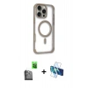 MARSİLYAN™- iPhone 16 Pro Max Kılıf Eksen Klasik Koleksiyonu - Siyah 3D Antistatik Cam Ekran Koruyucu + Raze Metal Kamera Lens - SH