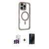 MARSİLYAN™- iPhone 16 Pro Max Kılıf Eksen Klasik Koleksiyonu - Siyah 3D Antistatik Hayalet Cam Ekran Koruyucu + Bilvis Titan Kamera Lens - GS