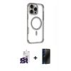 MARSİLYAN™- iPhone 16 Pro Max Kılıf Eksen Klasik Koleksiyonu - Siyah 3D Antistatik Hayalet Cam Ekran Koruyucu + Bilvis Titan Kamera Lens - SH