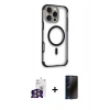 MARSİLYAN™- iPhone 16 Pro Max Kılıf Eksen Klasik Koleksiyonu - Siyah 3D Antistatik Hayalet Cam Ekran Koruyucu + Bilvis Titan Kamera Lens - GS
