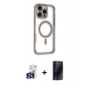 MARSİLYAN™- iPhone 16 Pro Max Kılıf Eksen Klasik Koleksiyonu - Siyah 3D Antistatik Hayalet Cam Ekran Koruyucu + Bilvis Titan Kamera Lens - TMGI
