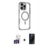 MARSİLYAN™- iPhone 16 Pro Max Kılıf Eksen Klasik Koleksiyonu - Siyah 3D Antistatik Hayalet Cam Ekran Koruyucu + Bilvis Titan Kamera Lens - GS