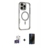 MARSİLYAN™- iPhone 16 Pro Max Kılıf Eksen Klasik Koleksiyonu - Siyah 3D Antistatik Hayalet Cam Ekran Koruyucu + Bilvis Titan Kamera Lens - TMGI