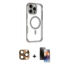 MARSİLYAN™- iPhone 16 Pro Max Kılıf Eksen Klasik Koleksiyonu - Siyah 3D Antistatik Mat Seramik Nano Ekran Koruyucu + Pers Alüminyum Kamera Lens - CLTM