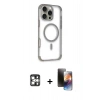 MARSİLYAN™- iPhone 16 Pro Max Kılıf Eksen Klasik Koleksiyonu - Siyah 3D Antistatik Mat Seramik Nano Ekran Koruyucu + PVD Metal Kamera Lens - GS