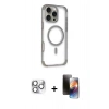MARSİLYAN™- iPhone 16 Pro Max Kılıf Eksen Klasik Koleksiyonu - Siyah 3D Antistatik Mat Seramik Nano Ekran Koruyucu + Pers Alüminyum Kamera Lens - GS