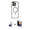 MARSİLYAN™- iPhone 16 Pro Max Kılıf Eksen Klasik Koleksiyonu - Siyah 3D Antistatik Mat Seramik Nano Ekran Koruyucu + Bilvis Titan Kamera Lens - TMGI