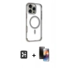 MARSİLYAN™- iPhone 16 Pro Max Kılıf Eksen Klasik Koleksiyonu - Siyah 3D Antistatik Mat Seramik Nano Ekran Koruyucu + PVD Metal Kamera Lens - SH