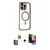 MARSİLYAN™- iPhone 16 Pro Max Kılıf Eksen Klasik Koleksiyonu - Siyah 3D Antistatik Mat Seramik Nano Ekran Koruyucu + Raze Metal Kamera Lens - SH