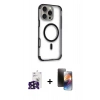 MARSİLYAN™- iPhone 16 Pro Max Kılıf Eksen Klasik Koleksiyonu - Siyah 3D Antistatik Mat Seramik Nano Ekran Koruyucu + Bilvis Titan Kamera Lens - SH