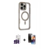 MARSİLYAN™- iPhone 16 Pro Max Kılıf Eksen Klasik Koleksiyonu - Siyah 3D Antistatik Mat Seramik Nano Ekran Koruyucu + Bilvis Titan Kamera Lens - SH